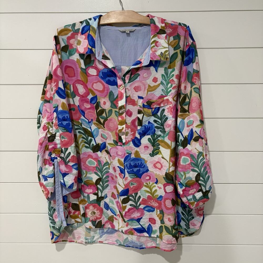 John Mark | Top Floral Pullover 3/4 Sleeves Preppy Summer- Size 2X